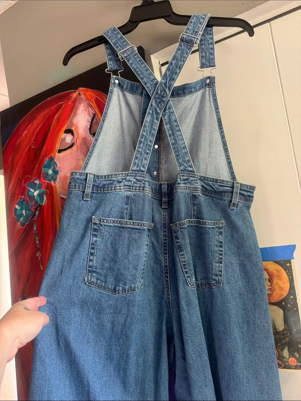 Universal Thread Medium Blue Denim Women's Button-Front Overalls oversized - Picture 6 of 9